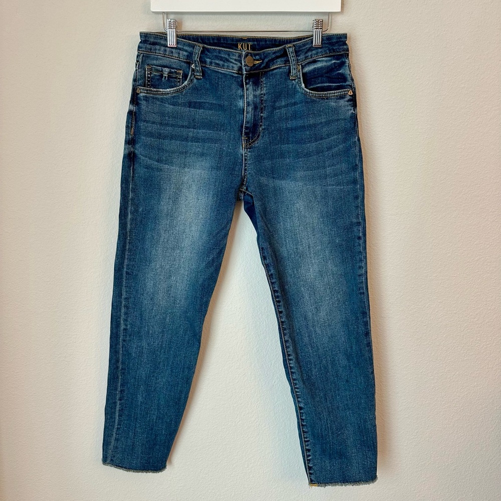 ☀️ KUT FROM THE KLOTH High Rise Crop Straight Leg Jeans with Fray Hem